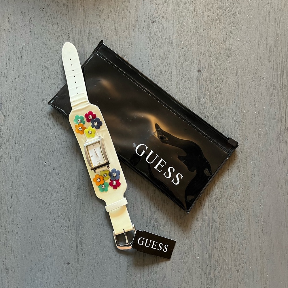 Guess patent leather watch with flowers.
